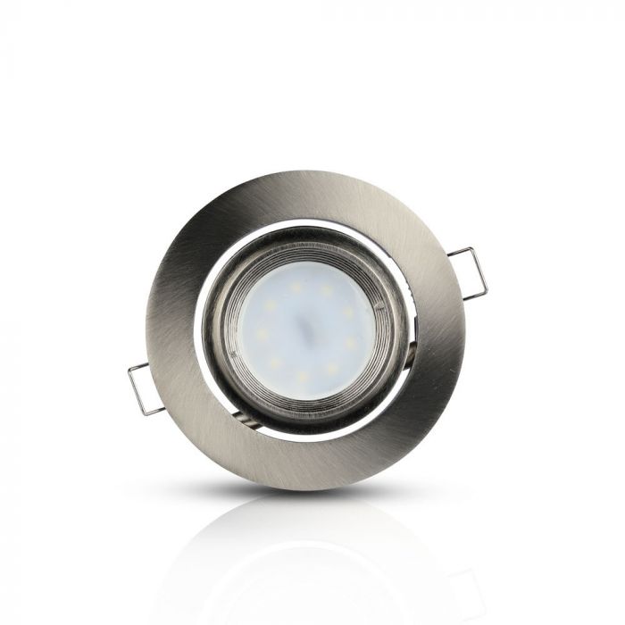 GU10 recessed frame/fixture, round, adjustable light direction, Ø102X46mm, recessed. Ø93mm, satin nickel, V-TAC