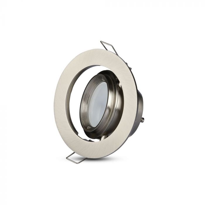 GU10 recessed frame/fixture, round, adjustable light direction, Ø102X46mm, recessed. Ø93mm, satin nickel, V-TAC