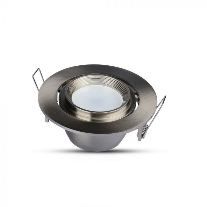 GU10 recessed frame/fixture, round, adjustable light direction, Ø102X46mm, recessed. Ø93mm, satin nickel, V-TAC