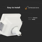 GU10 recessed plaster frame/fixture, square, white, 120x120x60mm, recessed. Size. 123x123mm, V-TAC