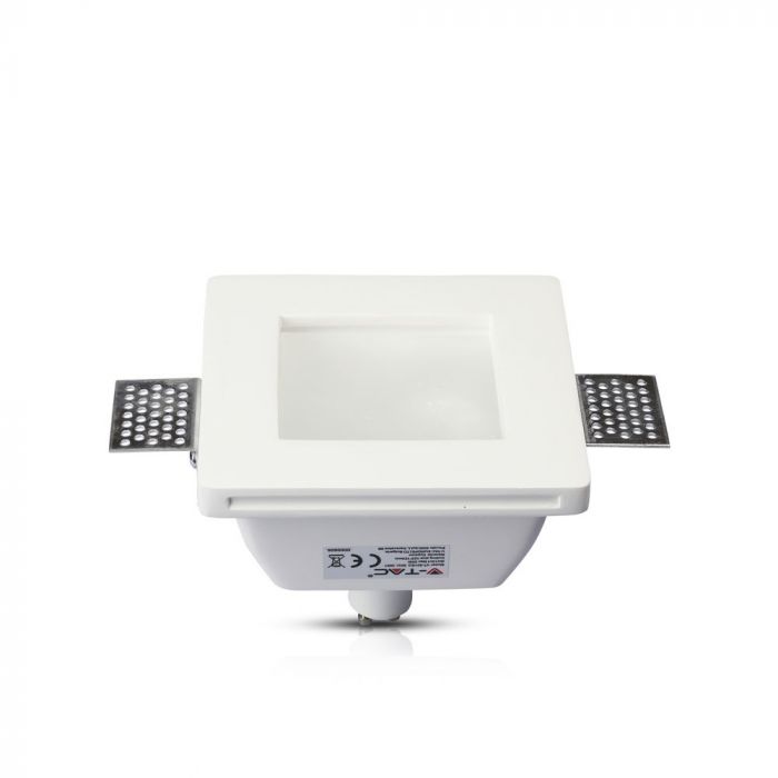 GU10 recessed plaster frame/fixture, square, white, 120x120x60mm, recessed. Size. 123x123mm, V-TAC