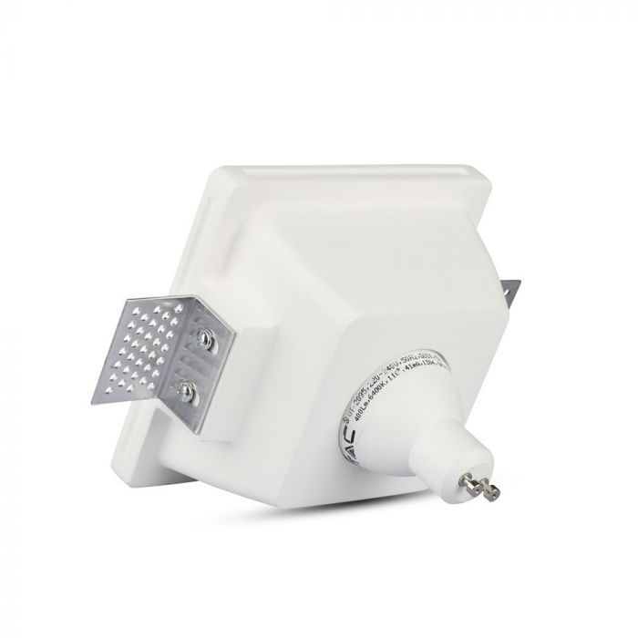 GU10 recessed plaster frame/fixture, square, white, 120x120x60mm, recessed. Size. 123x123mm, V-TAC