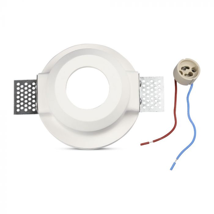 GU10 recessed plaster frame/fixture, round, white, Ø120x60mm, recessed. Size. Ø123mm, V-TAC