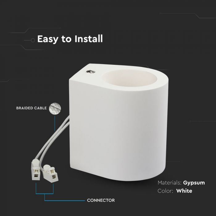 G9 Virsapmetuma ģipša karkass stiprināšanai pie sienas, balts,70x90x95mm, V-TAC