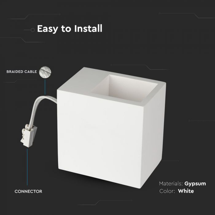 G9 Virsapmetuma ģipša karkass stiprināšanai pie sienas, balts,70x100x100mm, V-TAC