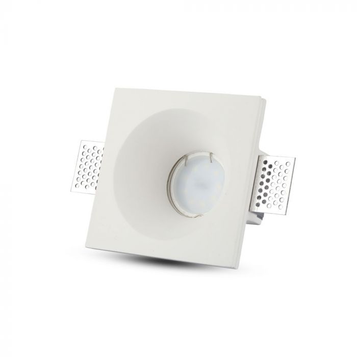 GU10 infälld ram/armatur för gipsskivor, kvadratisk, vit, 100x100x40mm, infälld. Storlek: 5 mm 103x103mm, V-TAC