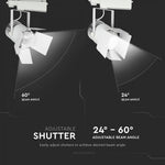 33W (2640Lm) LED COB strålkastare för strömskenor, V-TAC SAMSUNG CHIP, IP20, 5 års garanti, 5000K kallvitt ljus
