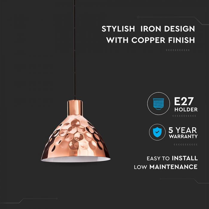 Rippvalgusti hoidik, metallist plafond, D220, ''Rose gold'' seeria, V-TAC