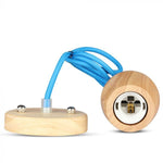 Hanging lamp frame, wooden, blue wire, D73, V-TAC