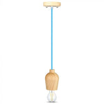 Hanging lamp frame, wooden, blue wire, D73, V-TAC