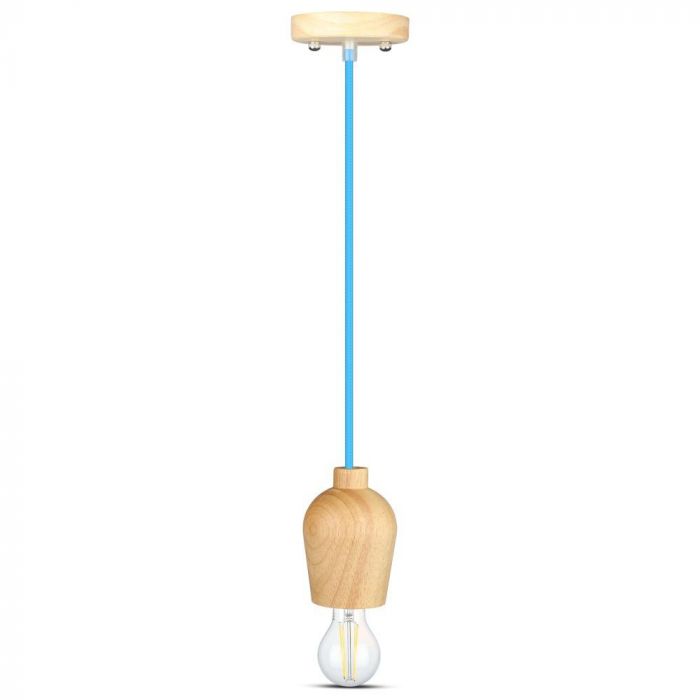 Hanging lamp frame, wooden, blue wire, D73, V-TAC