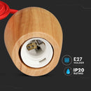 Hållare för upphängningslampa, trä, röd tråd, D73, V-TAC