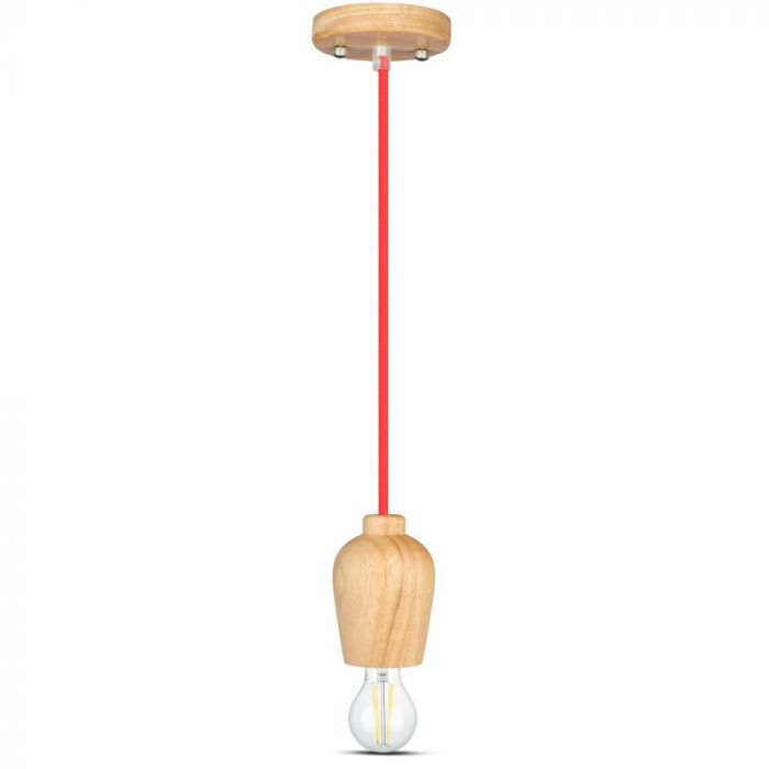 Hållare för upphängningslampa, trä, röd tråd, D73, V-TAC