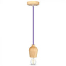 Держатель для подвесной лампы, дерево, фиолетовый провод, D73, V-TAC