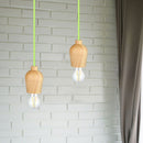 Hanging lamp frame, wooden, green wire, D73, V-TAC