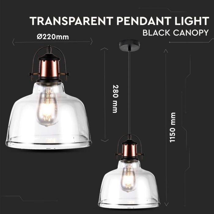 Hanging lamp frame, transparent scycle, D220, V-TAC