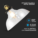 Hållare för upphängningslampa, glas, transparent, D245, ''Light clear glass'', V-TAC