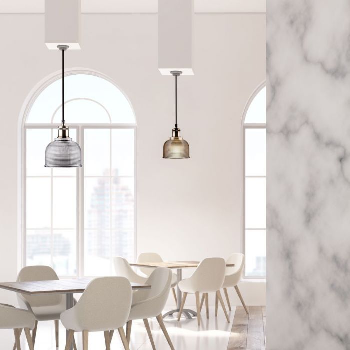 Iekarams spuldžu ietvars, stikla, dzintara krāsas plafons, D145, ''Amber Glass", V-TAC