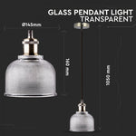 Hållare för upphängningslampa, glas, transparent, D145, ''AMBER'', V-TAC