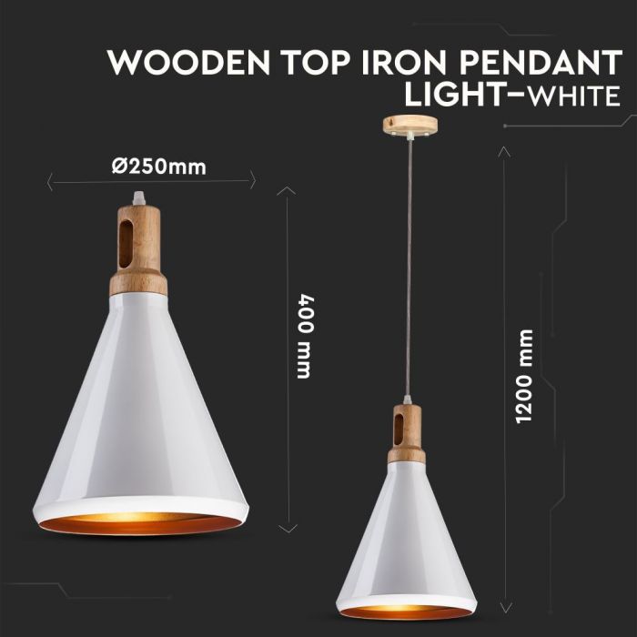 Hållare för hängande lampa, metall/trä, D250, V-TAC