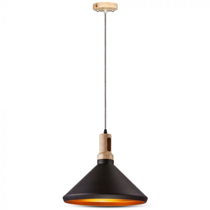 Hanging lamp frame, metal/wood, black, D350, V-TAC
