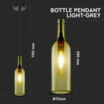 Lamp pendant with E14 base, decorative bottle, gray, V-TAC