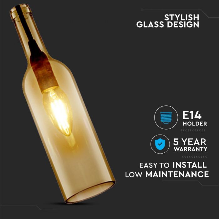 Патрон для лампы с цоколем E14, декоративная бутылка, коричневый, V-TAC