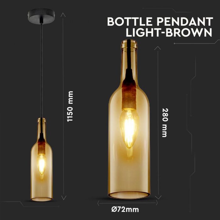 Патрон для лампы с цоколем E14, декоративная бутылка, коричневый, V-TAC