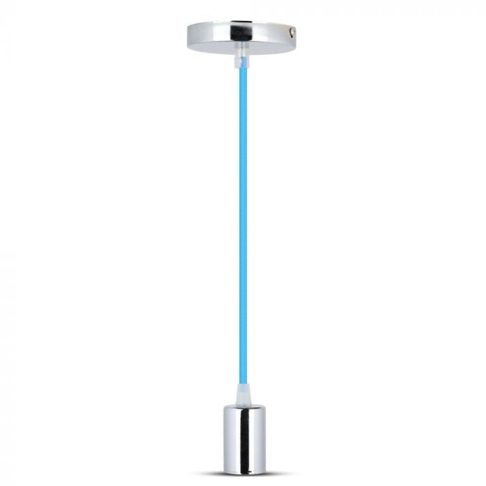 Iekarams spuldžu ietvars, metāla, hromēts, zils vads, D36, V-TAC