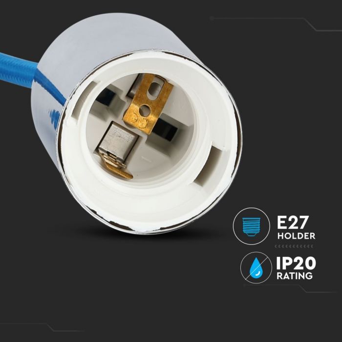 Hanging lamp frame, metal, chrome, blue wire, D36, V-TAC