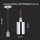 Hanging lamp frame, metal, chrome, brown wire, D36, V-TAC