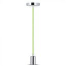 Iekarams spuldžu ietvars, metāla, hromēts, zaļš vads, D36, V-TAC