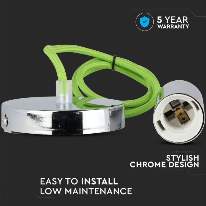 Pirnihoidja, metall, kroomitud, roheline juhe, D36, V-TAC