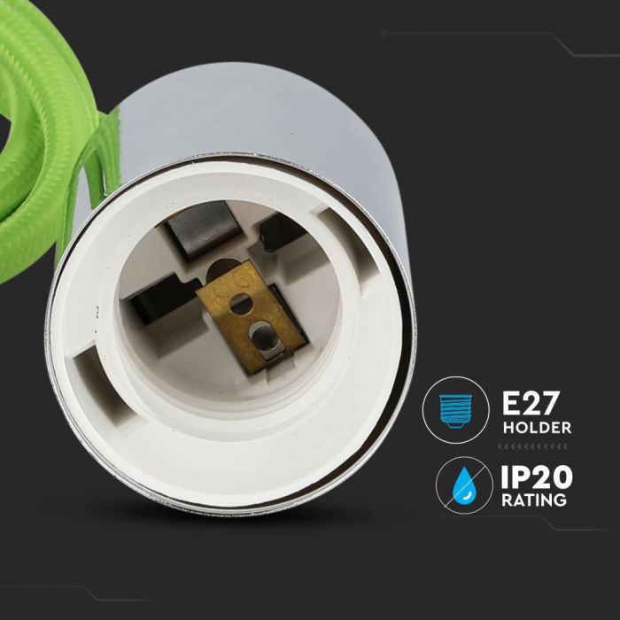 Pirnihoidja, metall, kroomitud, roheline juhe, D36, V-TAC