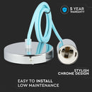 Iekarams spuldžu ietvars, metāla, hromēts, gaiši zils vads, D36, V-TAC