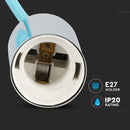 Iekarams spuldžu ietvars, metāla, hromēts, gaiši zils vads, D36, V-TAC