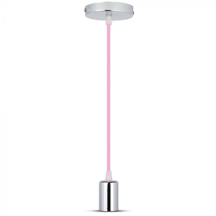 Iekarams spuldžu ietvars, metāla, hromēts, sārts vads, D36, V-TAC