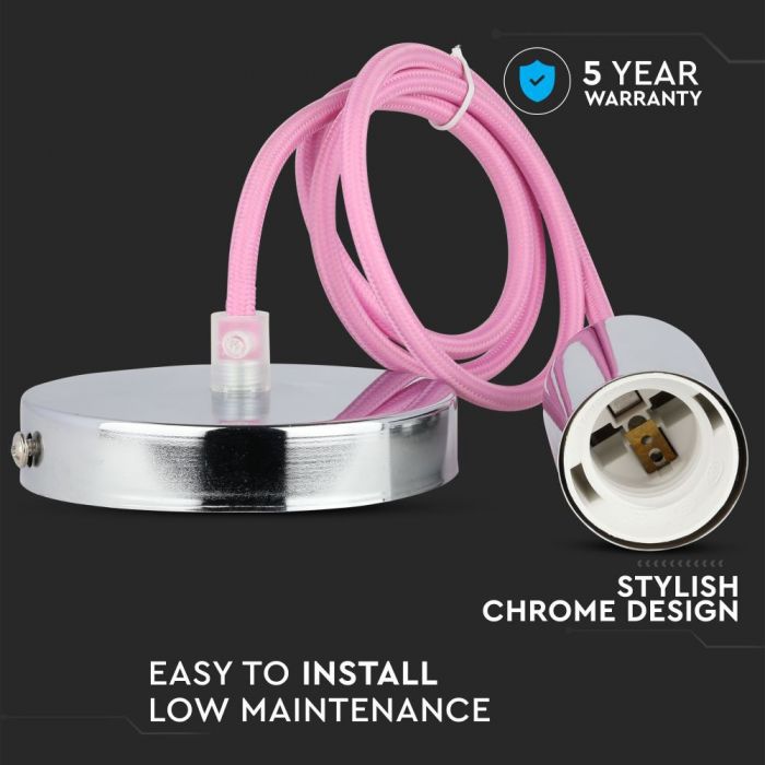 Hanging lamp frame, metal, chrome, pink wire, D36, V-TAC