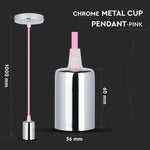 Hanging lamp frame, metal, chrome, pink wire, D36, V-TAC