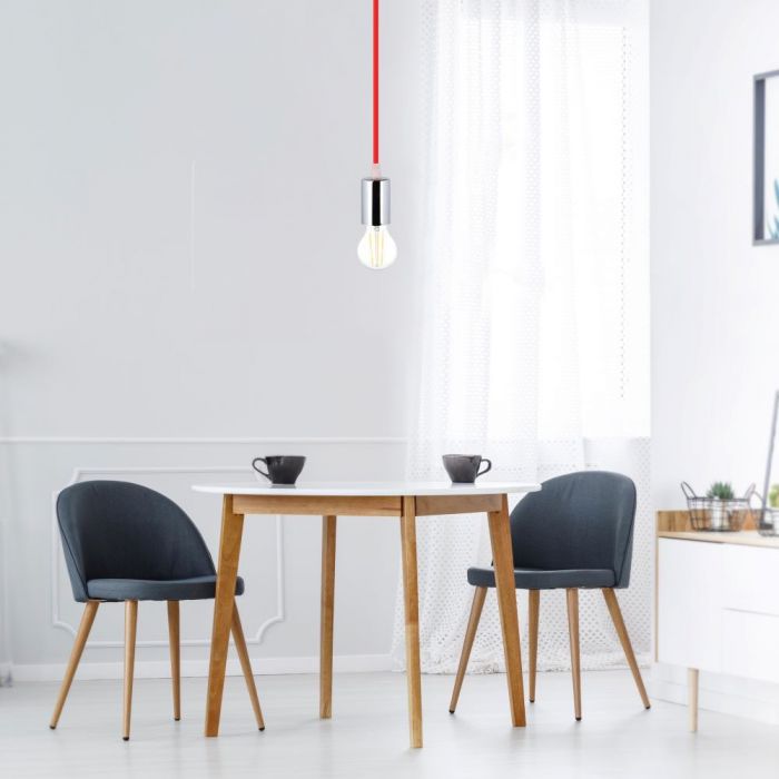 Hanging lamp frame, metal, chrome, red wire, D36, V-TAC
