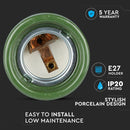 Porcelāna stiprinājums pie griestiem, zaļš, V-TAC