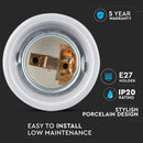 Porcelāna stiprinājums pie griestiem, E27, pelēks, V-TAC