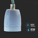 Hanging porcelain light bulb frame on E27 socket, blue, V-TAC