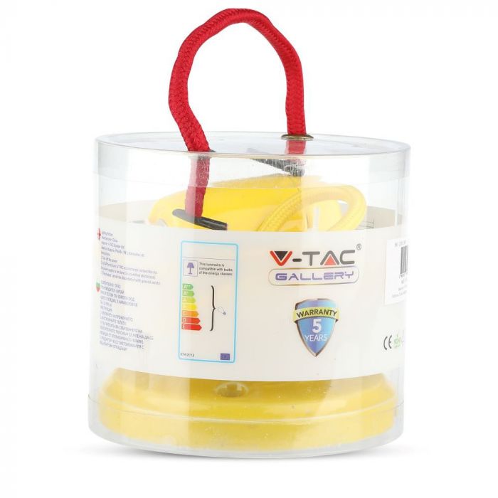 Iekarams porcelāna spuldžu ietvars uz E27 cokola, dzeltens, V-TAC