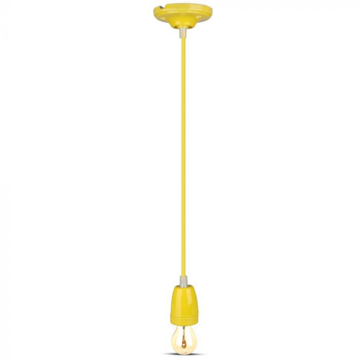 Hanging porcelain light bulb frame on E27 base, yellow, V-TAC