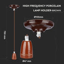 Hanging porcelain lamp frame on E27 base, brown, V-TAC