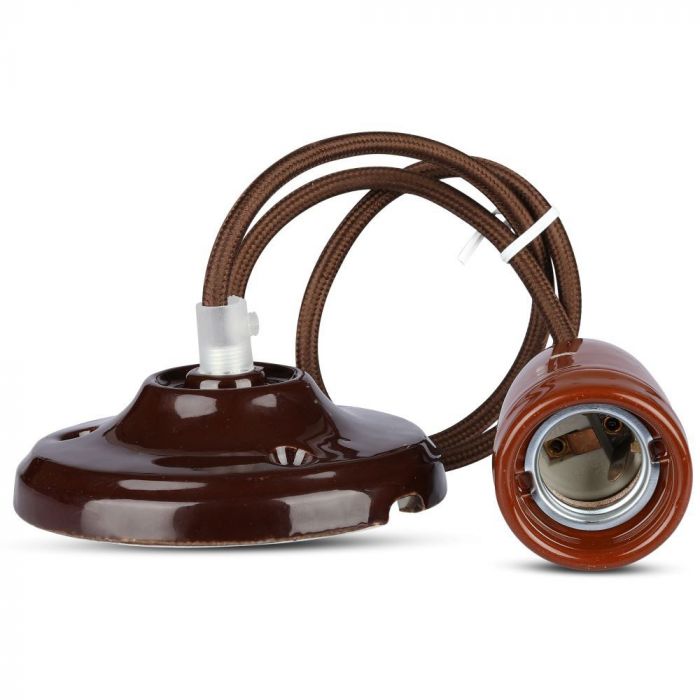 Фарфоровый патрон для лампы с цоколем E27, коричневый, V-TAC