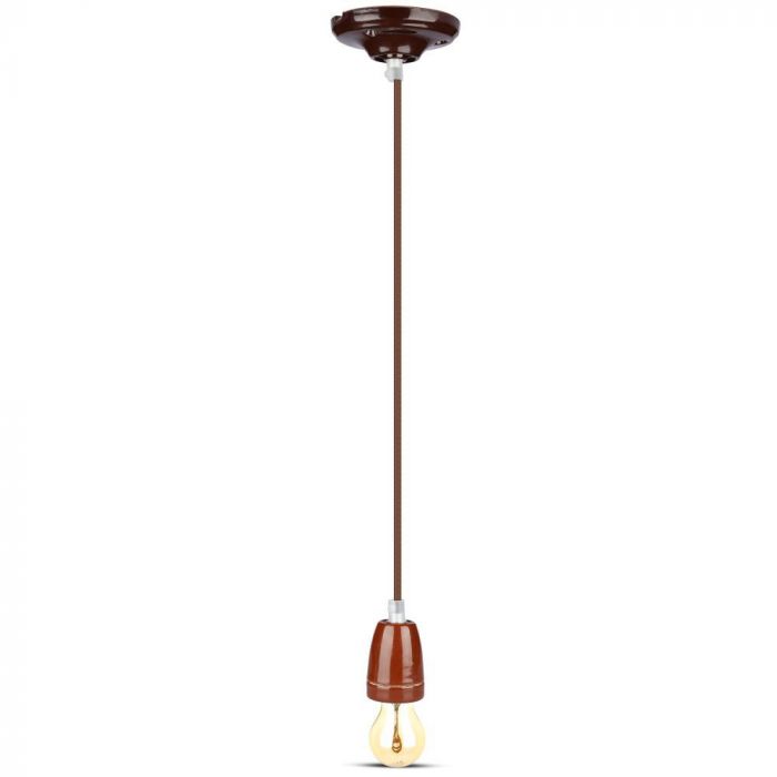 Hanging porcelain lamp frame on E27 base, brown, V-TAC
