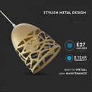 Metal lamp pendant on E27 base, gold color, V-TAC