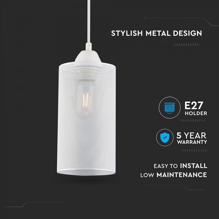 Lamp pendant with E27 base, white, V-TAC